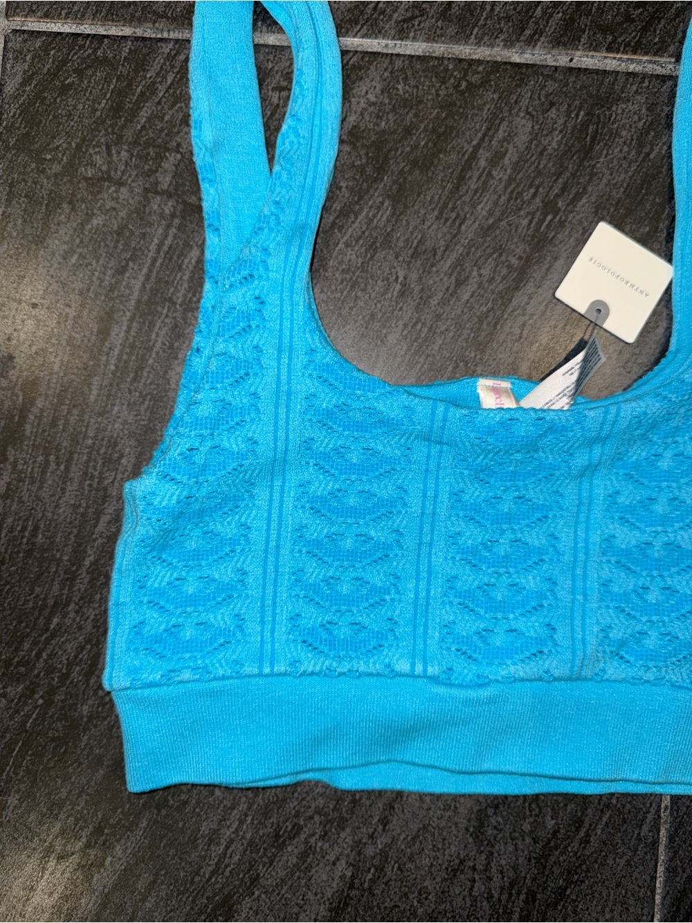 LyreBird Textured Seamless Longline Blue Tank - Picture 2 of 7